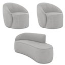 Ver imagem 1 de Sofá 3 Lugares Orgânico 180cm Morgan e 2 Poltronas Lua Suede Cinza D03 - D’Rossi