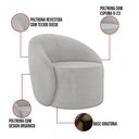 Ver imagem 4 de Sofá 3 Lugares Orgânico 180cm Morgan e 2 Poltronas Lua Suede Cinza D03 - D’Rossi