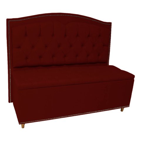 Kit Cabeceira e Calçadeira com Baú 140 Cm Casal Diana Suede Bordo - Fina Mobília