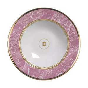 Conjunto com 6 Pratos Fundo Marble Rosa Ø25cm Alleanza Cerâmica