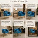 Ver imagem 6 de Cadeira Poltrona Orgânica Luxo Base de Metal em Veludo
