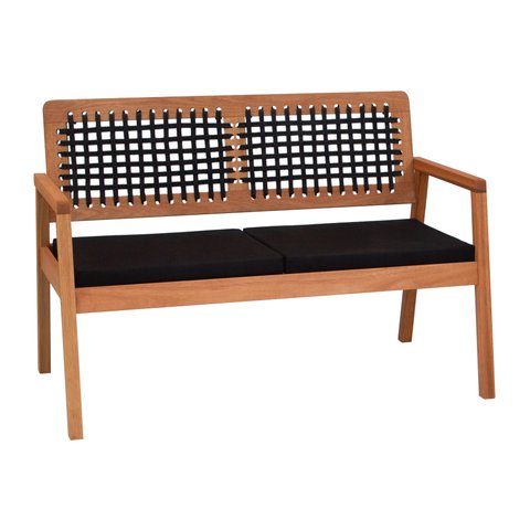 Sofá 2 Lugares/Namoradeira Garden Trançado Corda - Natural/Preto