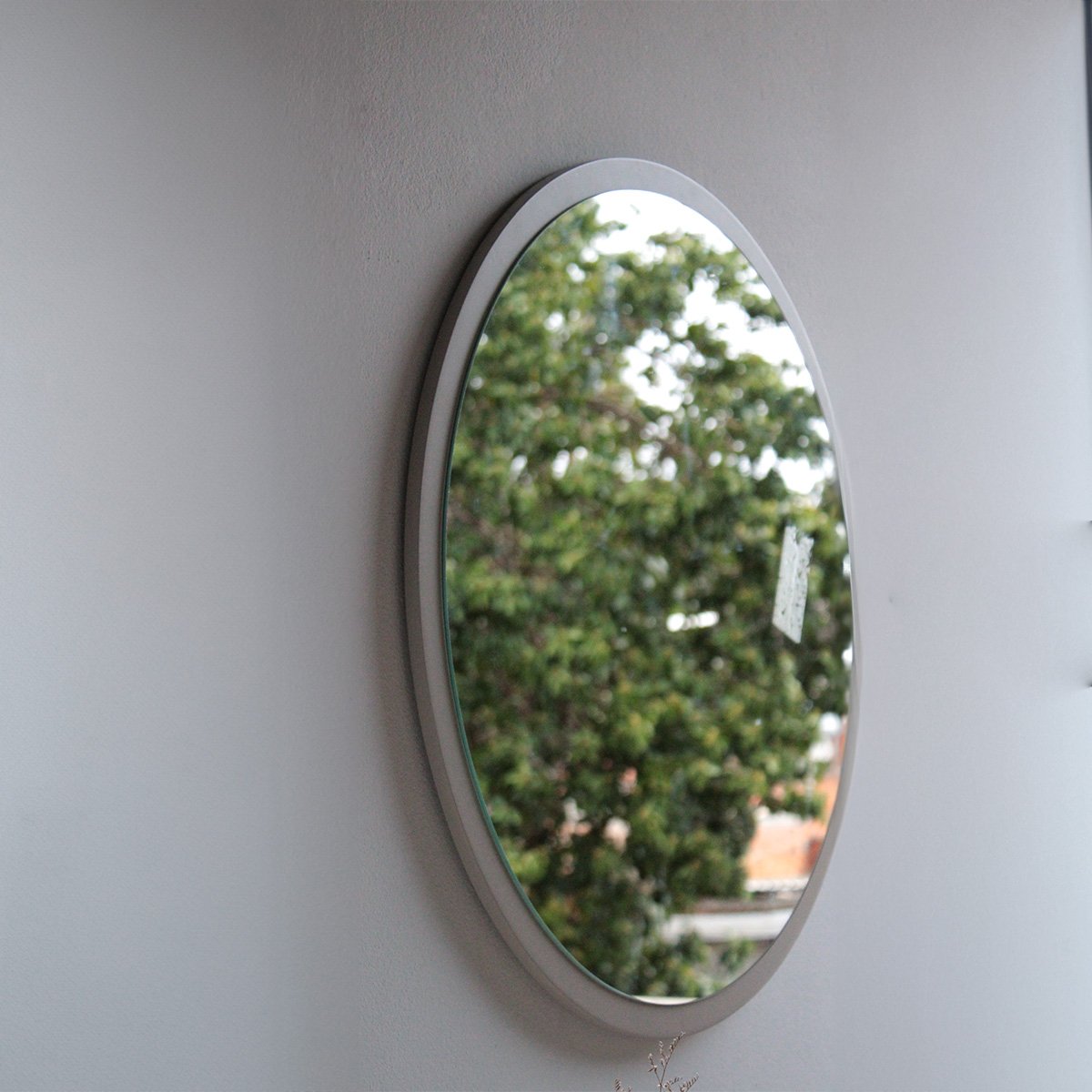 Espelho Redondo de Parede Estilo Minimalista 90 Cm - Off White - 7