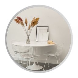 Espelho Redondo de Parede Estilo Minimalista 90 Cm - Off White - 1