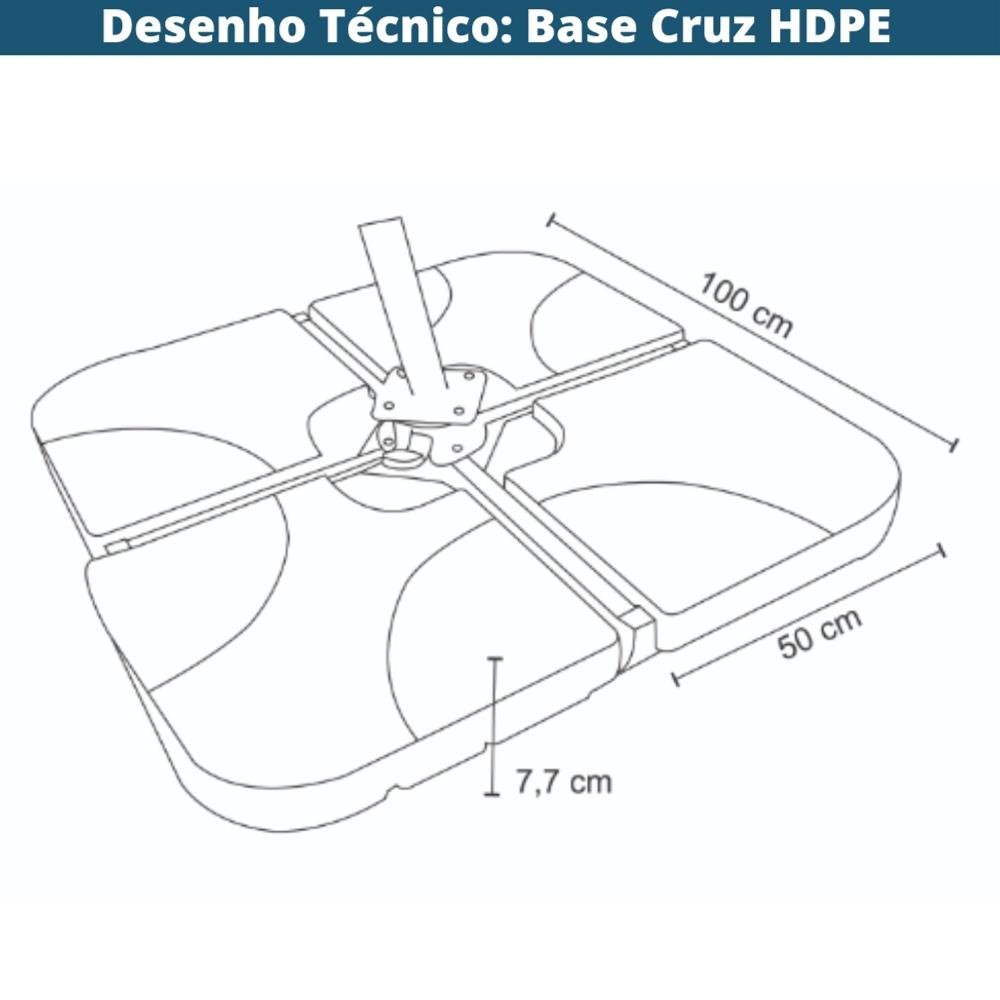 Ombrelone Lateral com Base Cruz Hdpe San Martin Rivatti 350 Cm Larg Alumínio Poliéster Azul - 5