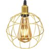 3 Pendentes Aramado Globo Luminária Lustre Retrô Balcão Dourado + 3 Lâmpada Led ST64 Vintage - 3