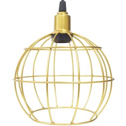 3 Pendentes Aramado Globo Luminária Lustre Retrô Balcão Dourado + 3 Lâmpada Led ST64 Vintage - 4