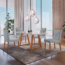 Ver imagem 1 de Conjunto Sala de Jantar Mesa Viena 140x80cm Tampo Retângular Vidro e 4 Cadeiras Maia Madeira Maciça