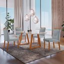 Ver imagem 1 de Conjunto Sala de Jantar Mesa Viena 140x80cm Tampo Retângular Vidro e 4 Cadeiras Maia Madeira Maciça