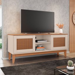 Rack Sala Safira para Tv até 55 Polegadas com Pés em Madeira - 1 Rack Sala Safira para Tv até 55 Polegadas com Pés em Madeira - 1