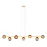 Pendente Lustre de Teto Jabuticaba Pendente Dourado 7 Globos Vidro Ambar com Lâmpadas Branco Quente - 3