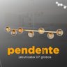 Pendente Lustre de Teto Jabuticaba Pendente Dourado com 7 Globos Vidro Âmbar e Lâmpada Branco Quente - 3