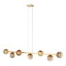 Pendente Lustre de Teto Jabuticaba Pendente Dourado 7 Globos Vidro Ambar com Lâmpadas Branco Quente - 4