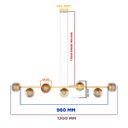 Ver imagem 2 de Pendente Lustre de Teto Jabuticaba Pendente Dourado com 7 Globos Vidro Âmbar e Lâmpada Branco Quente