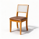 Ver imagem 4 de Kit 6 Cadeiras de Jantar Palha Estofada Couro Pu Caramelo com Tela Sextavada Rubi Madeira Maciça Mel