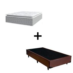 Cama Box Solteiro 88 Sintetico Marrom com Colchão Nazar Molas Ensacadas com Pillow Top - Bello Box - - 1