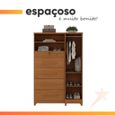 Ver imagem 5 de Cômoda com Sapateira e Cabideiro Multiuso 5 Gavetas 1 Porta Imperial Zanzini