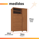 Ver imagem 3 de Cômoda com Sapateira e Cabideiro Multiuso 5 Gavetas 1 Porta Imperial Zanzini