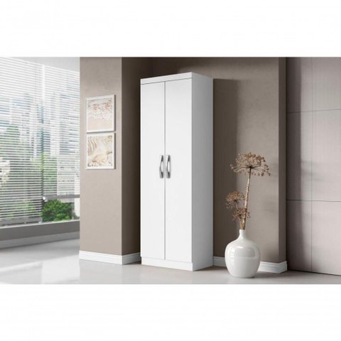 Armário Multiuso 2 Portas 3 Prateleiras 52cm MDP Branco Aramóveis