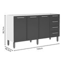 Ver imagem 3 de Balcão de Cozinha Bella C/ 3 Portas e 4 Gavetas S/ Tampo 160cm Verde - Bertolini