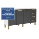 Ver imagem 2 de Balcão de Cozinha Bella C/ 3 Portas e 4 Gavetas S/ Tampo 160cm Verde - Bertolini