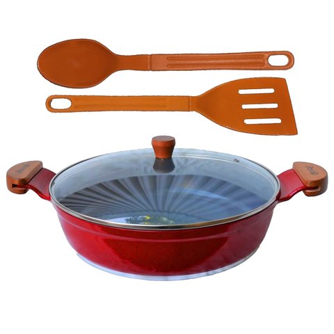 Frigideira Vermelho Antiaderente Cerâmica Talher 05 AM 30cm