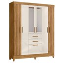 Ver imagem 1 de Guarda Roupa Solteiro Malta 7 Portas e 2 Gavetas Freijó Off White com Espelho Moval