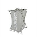 Ver imagem 2 de Cesto Roupa Suja Lavanderia Organizador Roupeiro Cromado Dobrável Cinza Multiuso Banheiro