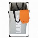 Ver imagem 1 de Cesto Roupa Suja Lavanderia Organizador Roupeiro Cromado Dobrável Cinza Multiuso Banheiro