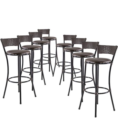 Kit 8 Banquetas Alta Forts Fibra UV Bancada, Área Gourmet, Bar, Ilha de Cozinha - Tabaco / Marrom 04