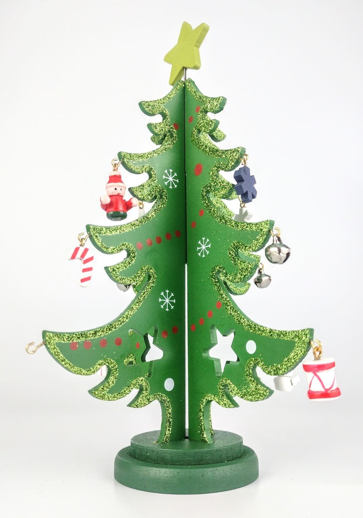 Árvore Enfeite de Natal Madeira 3D e Pingentes 18x14CM Pequena Wincy - 4