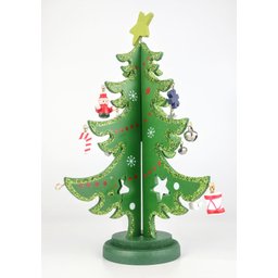 Árvore Enfeite de Natal Madeira 3D e Pingentes 18x14CM Pequena Wincy - 4