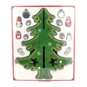 Árvore Enfeite de Natal Madeira 3D e Pingentes 18x14CM Pequena Wincy