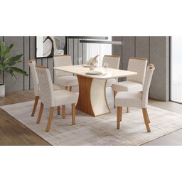 Mesa de Jantar Luiza 160 C. Vidro 6 Cad. Malu Linho - Henn - 1