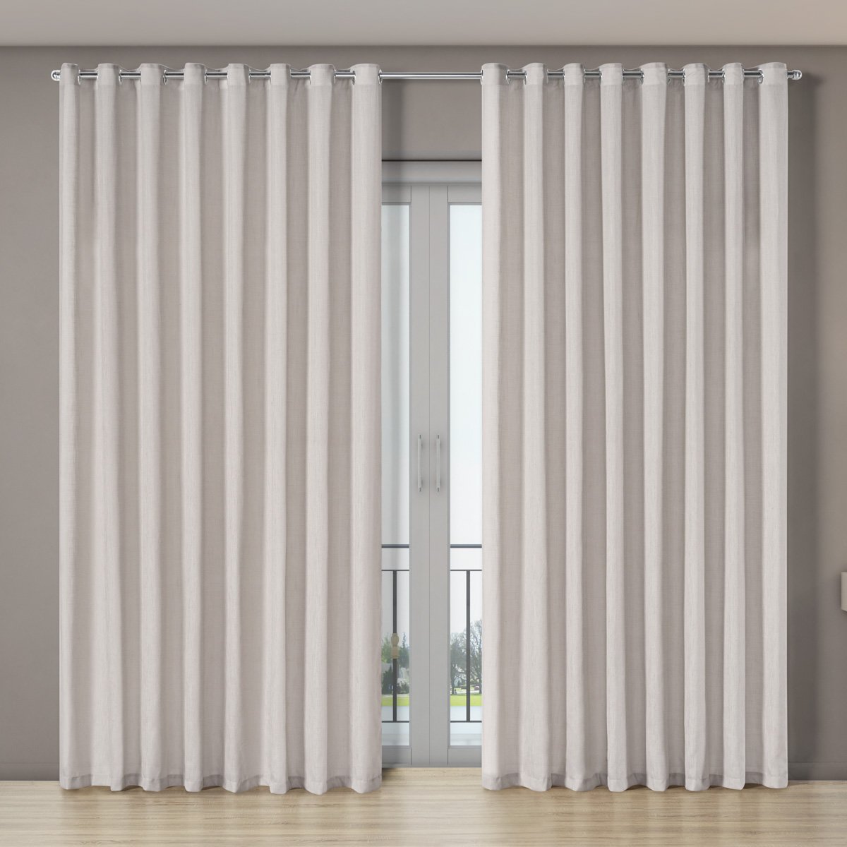 Cortina Voil Gaze Linho 5,60m X 2,70m Porta Luxo Sala Quartar Moderno Modelo Grande Bege