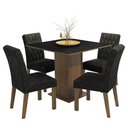 Ver imagem 2 de Conjunto Sala de Jantar Mesa Tampo de Madeira 4 Cadeiras Rustic/preto/oxford Livia Madesa