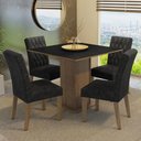 Ver imagem 1 de Conjunto Sala de Jantar Mesa Tampo de Madeira 4 Cadeiras Rustic/preto/oxford Livia Madesa