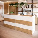 Ver imagem 1 de Balcões para Recepção Atendimento Escritório 240 Cm F5 Cor:macadâmia com Branco