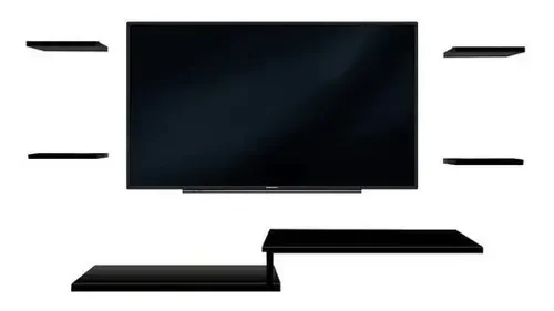 Ver imagem 2 de Rack Suspenso para TV com 4 Prateleiras em MDF Preto para Quartos e Salas