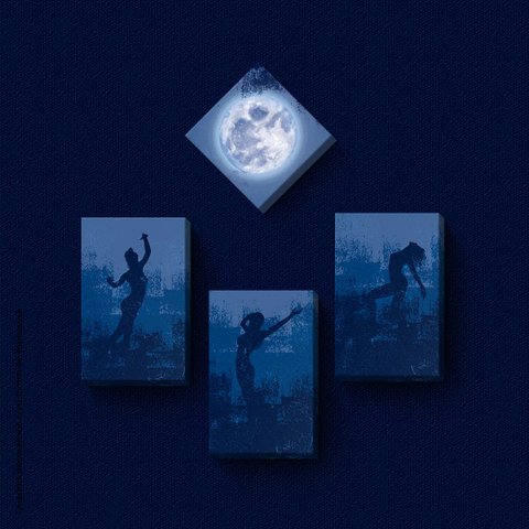 Dançando pra Lua - Quadro ou Placa Decorativa com 4 Peças É Decoração Quadros e Placas Decorativas 1