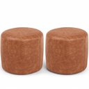 Ver imagem 2 de Kit 02 Puffs Redondo 50cm Sala de Estar Living Coliseu W01 Couríssimo Camel - Lyam Decor