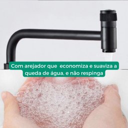 Torneira Cozinha Gourmet Banheiro Parede Articulavel Extensa Dobravel Estilo Curva Preto Modelo Vilh - 4
