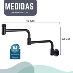 Torneira Cozinha Gourmet Banheiro Parede Articulavel Extensa Dobravel Estilo Curva Preto Modelo Vilh - 2