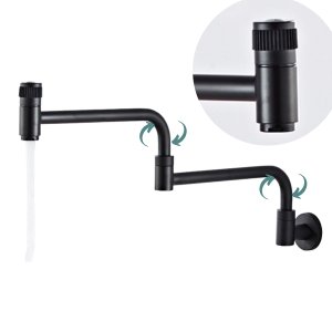 Torneira Cozinha Gourmet Banheiro Parede Articulavel Extensa Dobravel Estilo Curva Preto Modelo Vilh