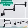 Torneira Cozinha Gourmet Banheiro Parede Articulavel Extensa Dobravel Estilo Curva Preto Modelo Vilh - 3