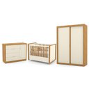 Ver imagem 1 de Dormitório Tutto New 2 Portas, Cômoda 1 Porta e Berço Off White/Freijó - Matic Móveis