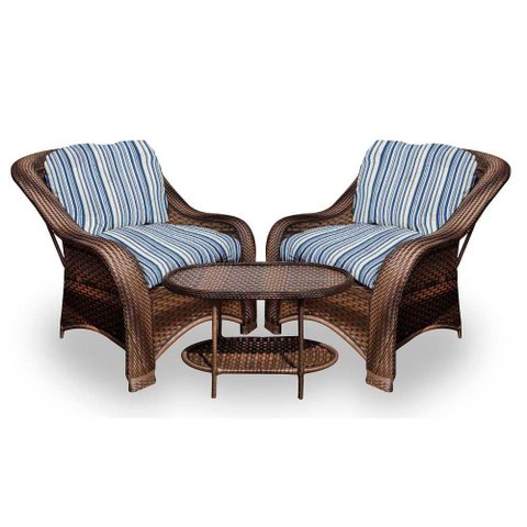 Conjunto de Poltronas Fibra Sintética Bruxelas - 2 Poltronas + 1 Mesa Centro - Tecido Alanta
