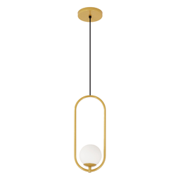 Luminária Pendente Teto Arco Globo Vidro Sala Cama Dourado - 1