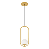 Luminária Pendente Teto Arco Globo Vidro Sala Cama Dourado - 1