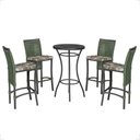 Ver imagem 1 de Mesa Bistrô e 4 Banquetas Roma Preta Corda Estofado 6 Trama Verde